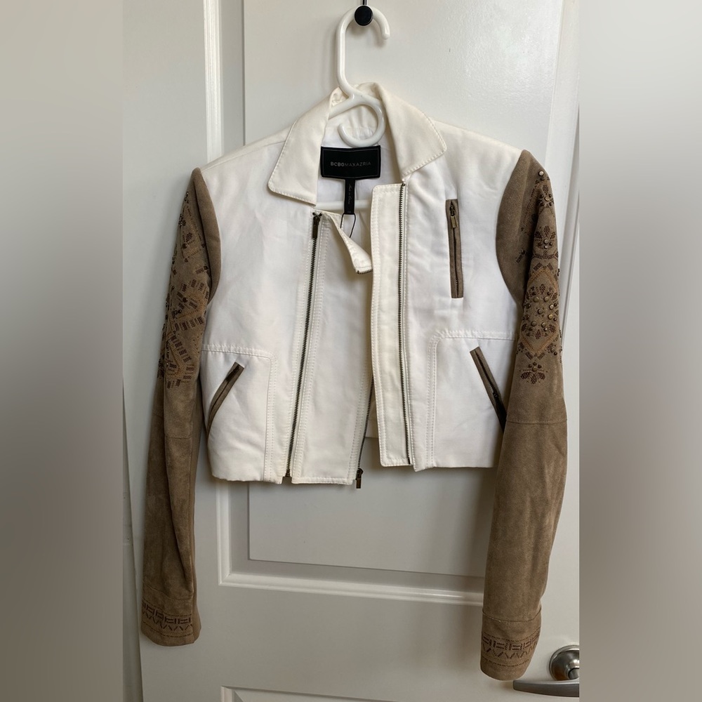 BCBGMaxAzria White Suede Jacket